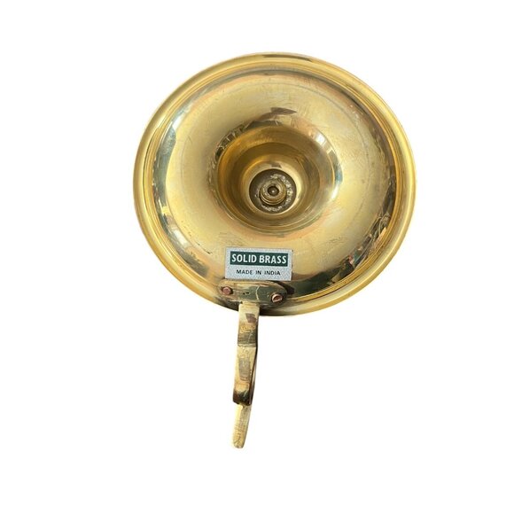 Vintage Solid Brass Chamber Candlestick Holder Tapers Finger Loop Made in India - Picture 7 of 9